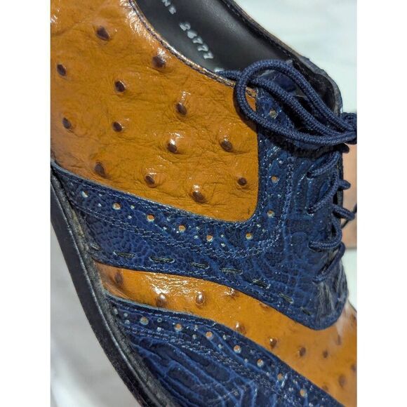 Stacy Adams Navy and Cognac Leather Derbys main image 7